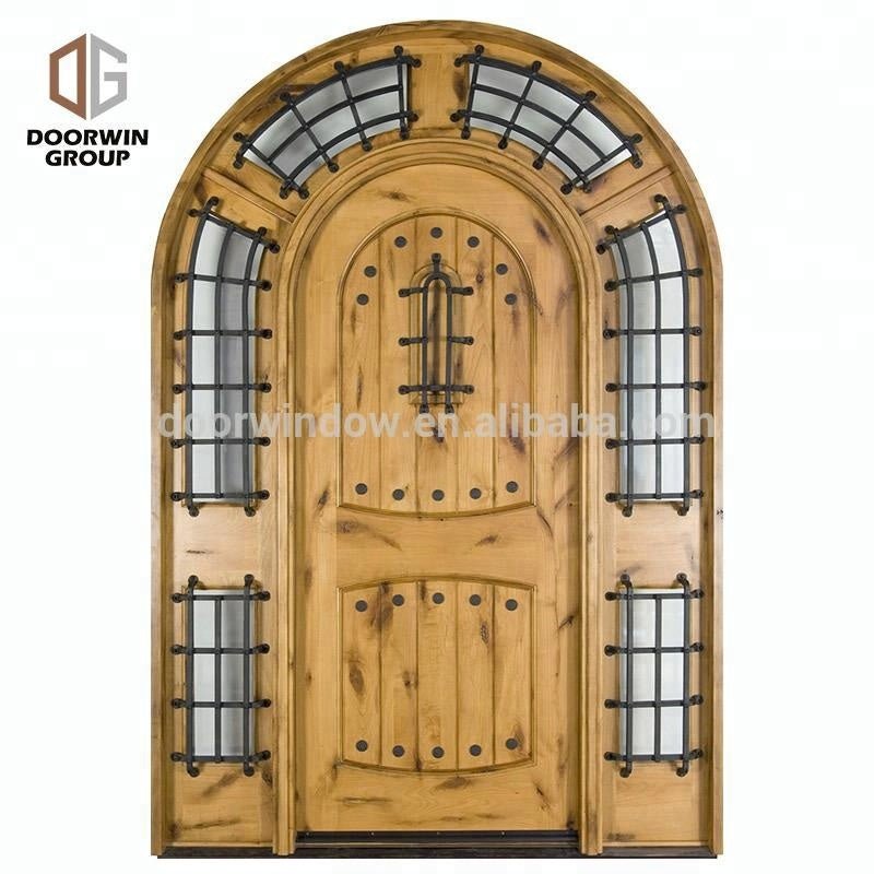 Exterior wood front doors iron wrought door with aluminum adjustable threshold in oil rubbed bronze finish by Doorwin - Doorwin Group Windows & Doors