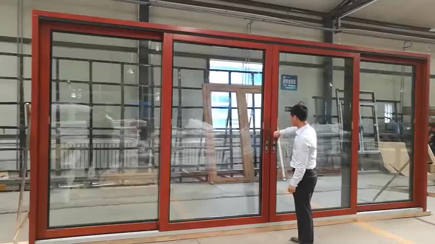 High end customize wooden sliding door with 6 glass panels by CE certified by Doorwin - Doorwin Group Windows & Doors