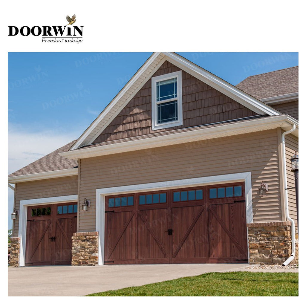 USA Iowa new trend Villa architecture modern style automatic modular glass wood garage door - Doorwin Group Windows & Doors