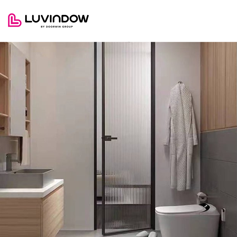 Slim frame thermal break Aluminum bathroom swing door.