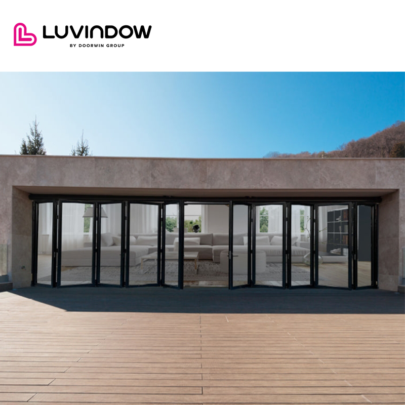 Cheapest China manufacturer thermal break Aluminum frameless interior sliding uk patio prices glass folding doors