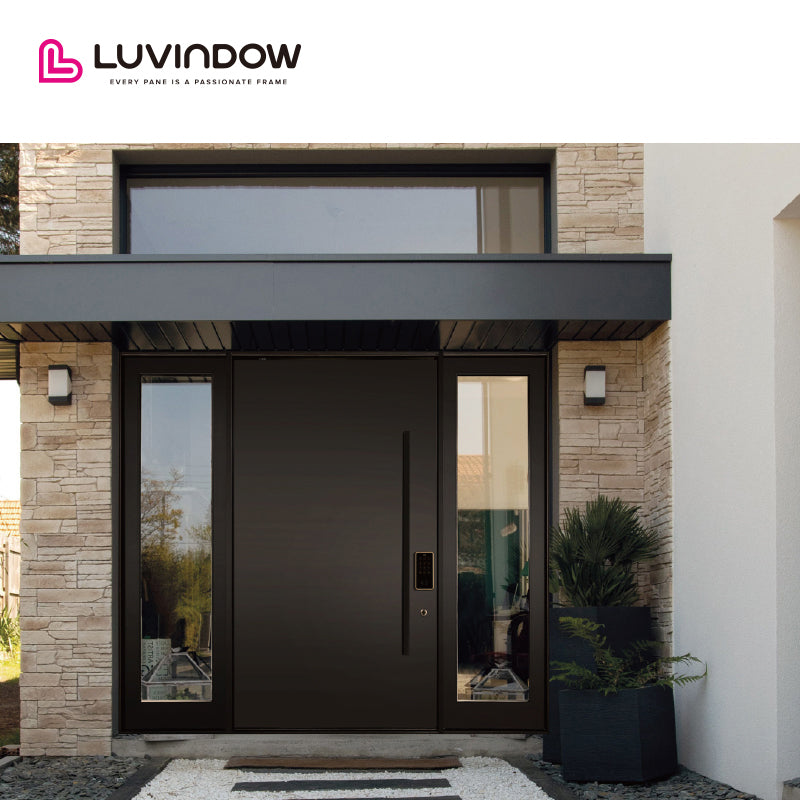 Black Aluminum Exterior Doors With Sidelite