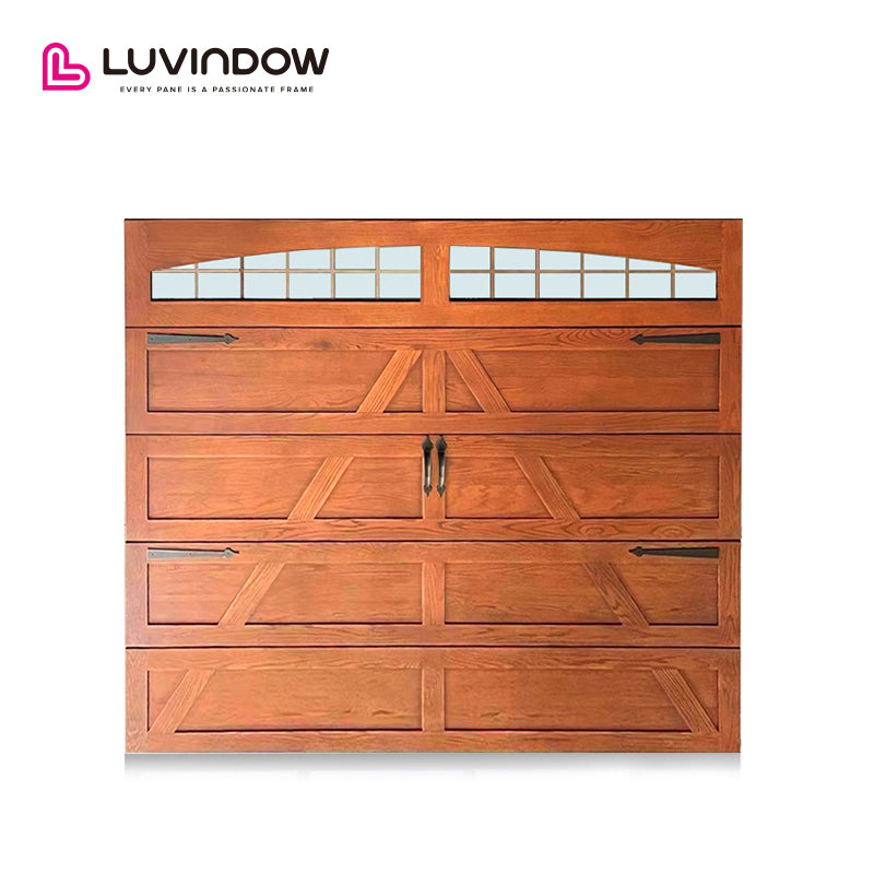 Durable Wood Garage Door with Frosted Glass