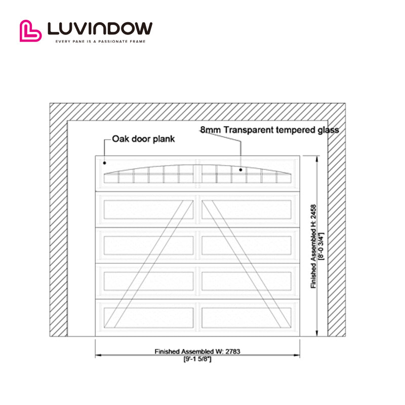 Durable Wood Garage Door with Frosted Glass