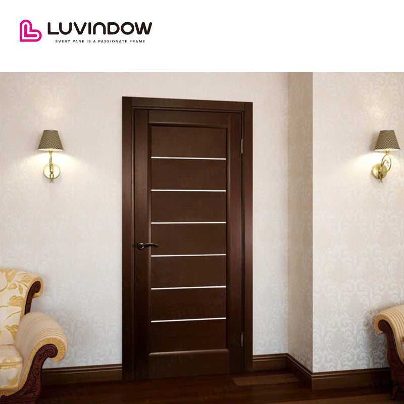 USA Mobile hot sale LUVINDOW Wooden door with frame decoration glass insert wood interior door glass insert wood interior door