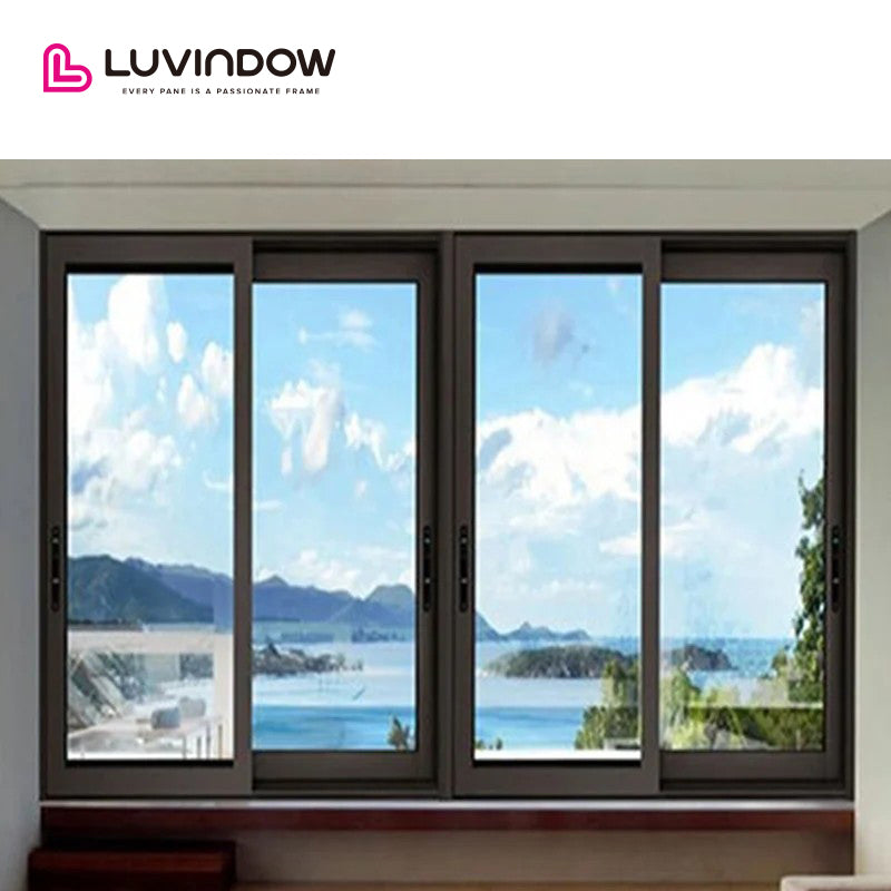 USA San Jose hot sale LUVINDOW wood aluminum frame balcony commercial automatic sliding glass doors by LUVINDOW