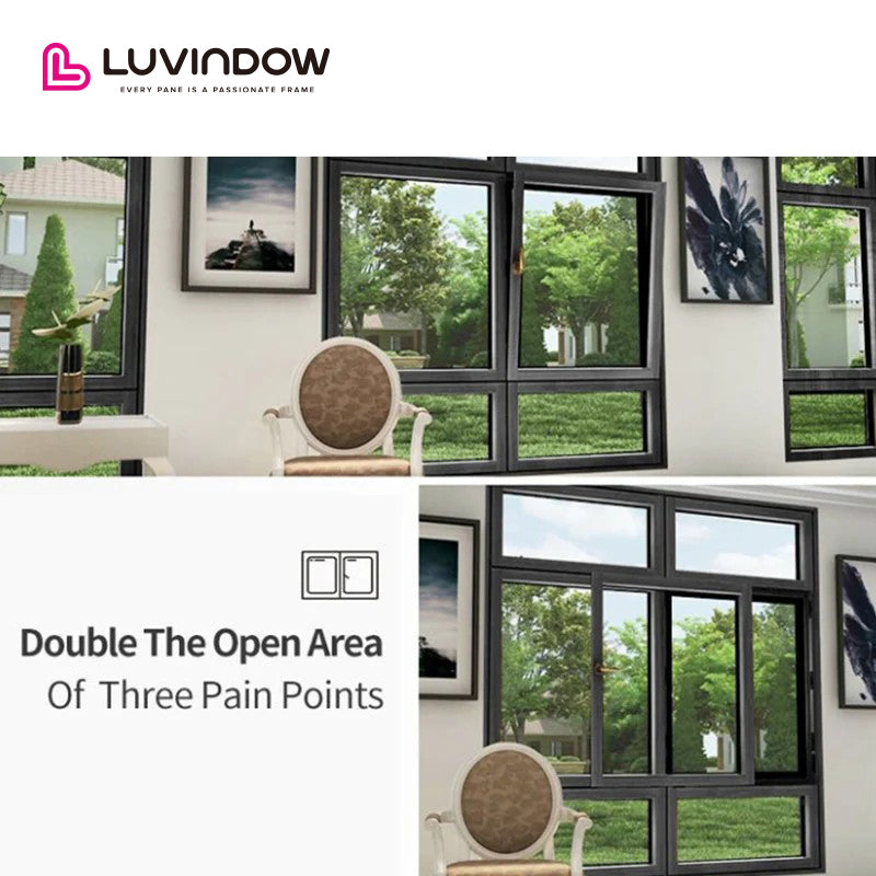 Canada hot sale LUVINDOW Wooden solid wardrobe sliding Windows philippines price and design by LUVINDOW