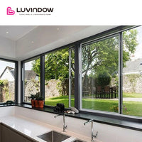 USA San Jose hot sale LUVINDOW wood aluminum frame balcony commercial automatic sliding glass doors by LUVINDOW