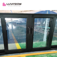 USA San Jose hot sale LUVINDOW wood aluminum frame balcony commercial automatic sliding glass doors by LUVINDOW