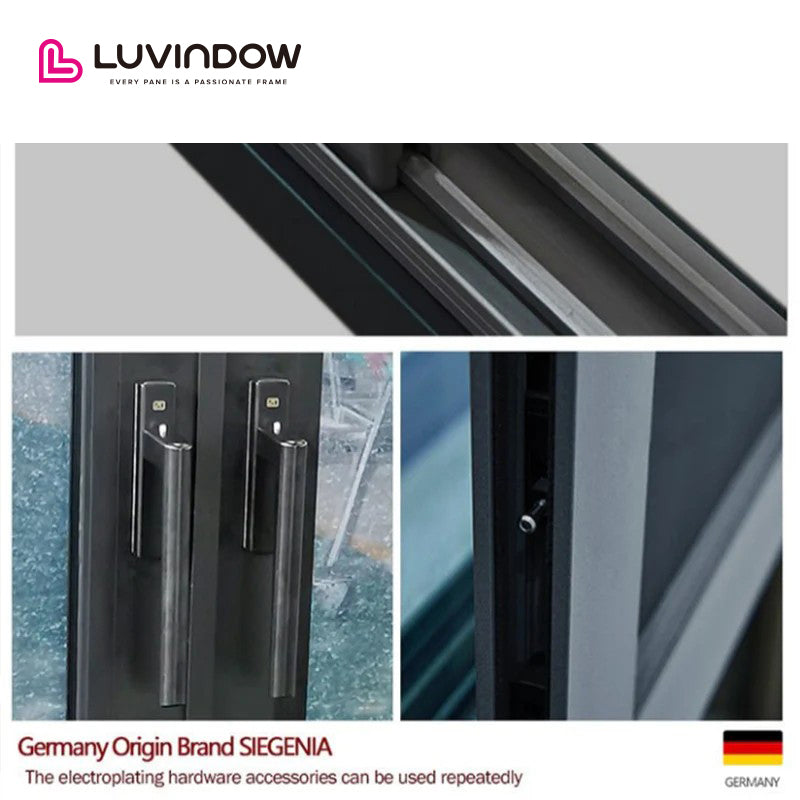 USA San Jose hot sale LUVINDOW wood aluminum frame balcony commercial automatic sliding glass doors by LUVINDOW