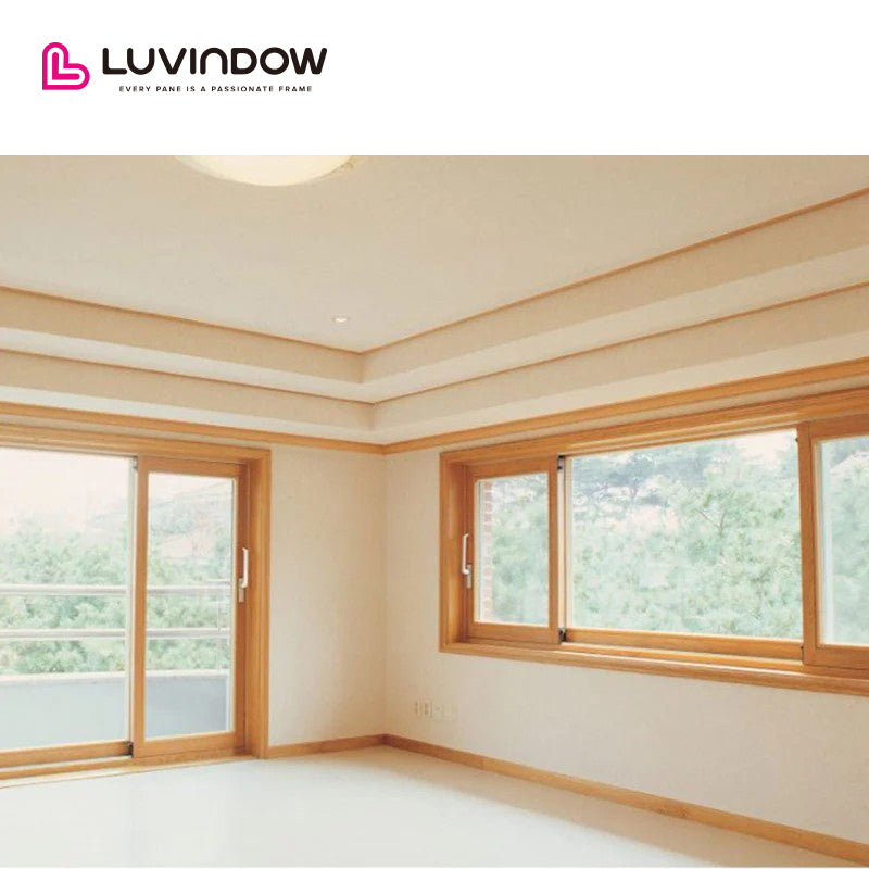 Canada hot sale LUVINDOW Wooden solid wardrobe sliding Windows philippines price and design by LUVINDOW