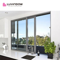 USA San Jose hot sale LUVINDOW wood aluminum frame balcony commercial automatic sliding glass doors by LUVINDOW