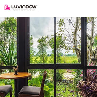 USA Houston good quality LUVINDOW wood aluminum frame balcony commercial automatic sliding glass doors by LUVINDOW