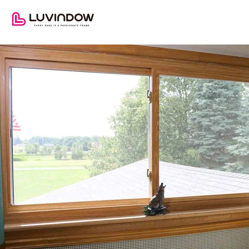 Canada hot sale LUVINDOW Wooden solid wardrobe sliding Windows philippines price and design by LUVINDOW