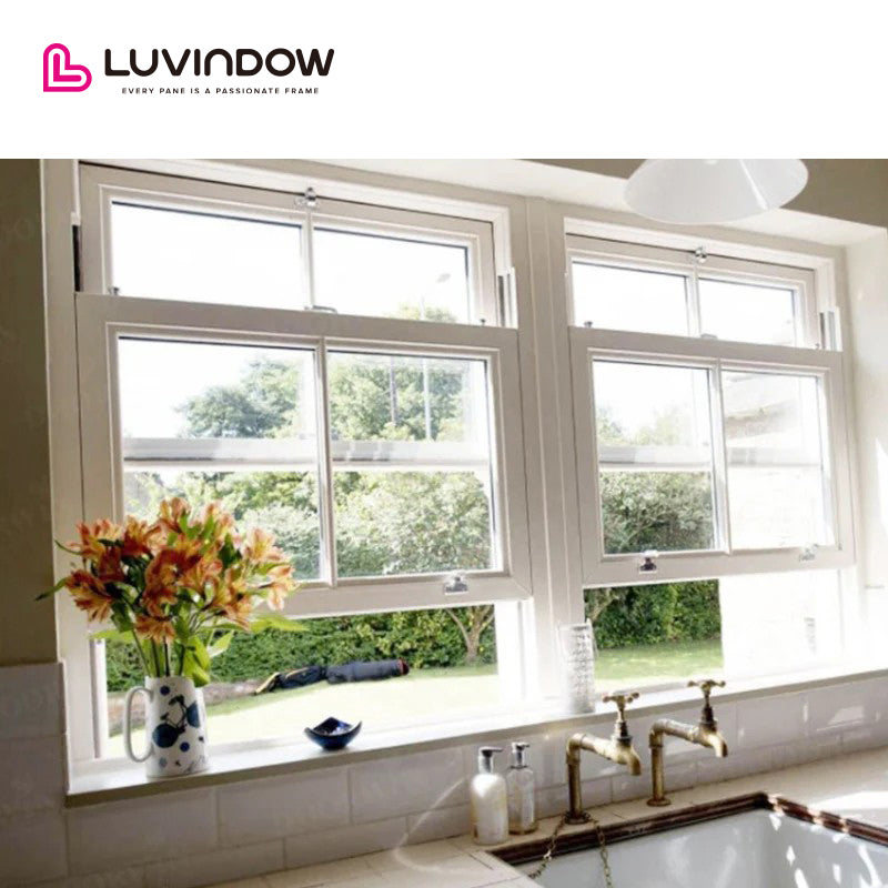USA Virginia good quality  American Customized Thermal Insulation Aluminum Double Hung Windows,vertical windows by LUVINDOW