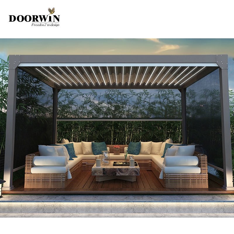 2021 Custom aluminum louvers for rooftop percolas for outdoor terraces with villa LED aluminum percolas - Doorwin Group Windows & Doors