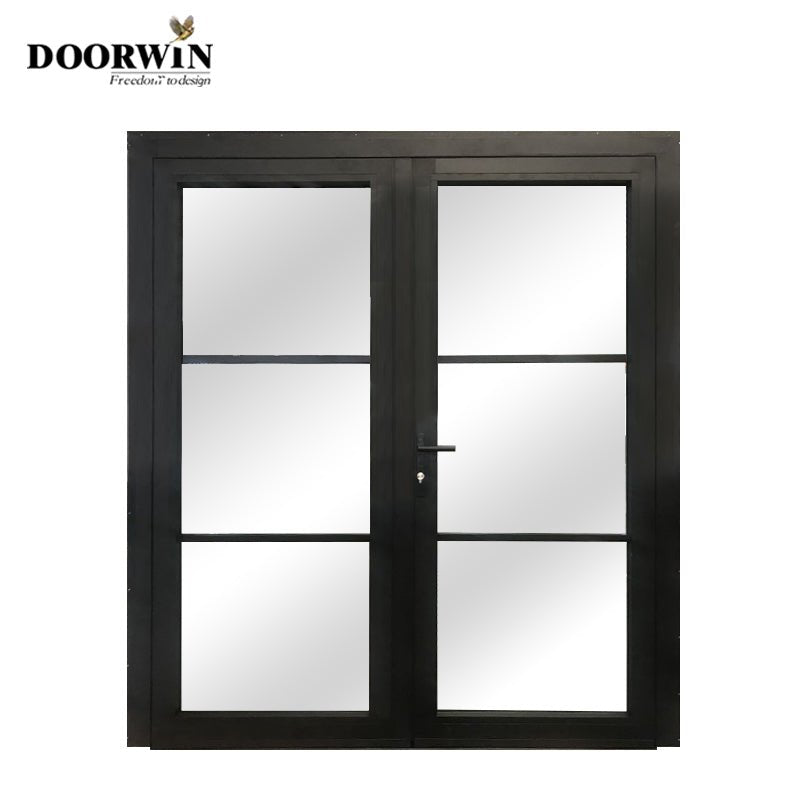 2022[ ALUMINUM FRENCH & HINGED PATIO]Black Color Thermal Break Aluminum 48 inches exterior french doors Hinged Front entry french door with Opaque white glass - Doorwin Group Windows & Doors