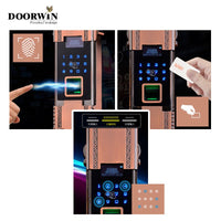 2022 Hot sell teak wood Smart fingerprint doors exterior front doors knotty alder pine larch french wood door entry by Doorwin - Doorwin Group Windows & Doors