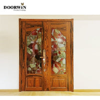 2022 Hot sell teak wood Smart fingerprint doors exterior front doors knotty alder pine larch french wood door entry by Doorwin - Doorwin Group Windows & Doors