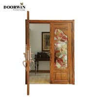 2022 Hot sell teak wood Smart fingerprint doors exterior front doors knotty alder pine larch french wood door entry by Doorwin - Doorwin Group Windows & Doors