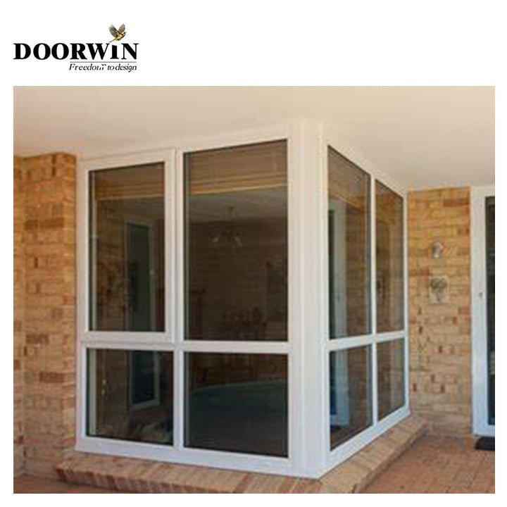 2022 new design project case in LA Aluminum wood double glazed Bay & Bow window with built-in shutter madeby Doorwin group - Doorwin Group Windows & Doors