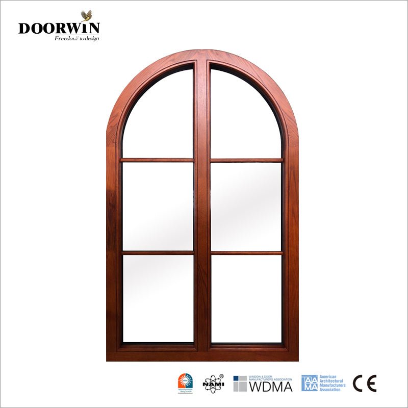 2022 USA Fort Worth good quality American Oak Wood Aluminum Crank Open round top Casement Window - Doorwin Group Windows & Doors