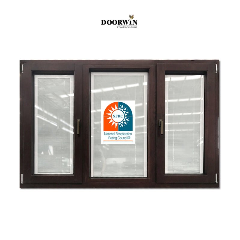 2022 USA hot sale 30% discount promotion for wholesaler Houston soundproof built-in shutter 3 sash red oak wooden casement windows - Doorwin Group Windows & Doors
