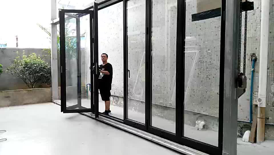 Aluminium frame bi-fold glass doors folding bathtub shower door exterior bifold by Doorwin on Alibaba - Doorwin Group Windows & Doors