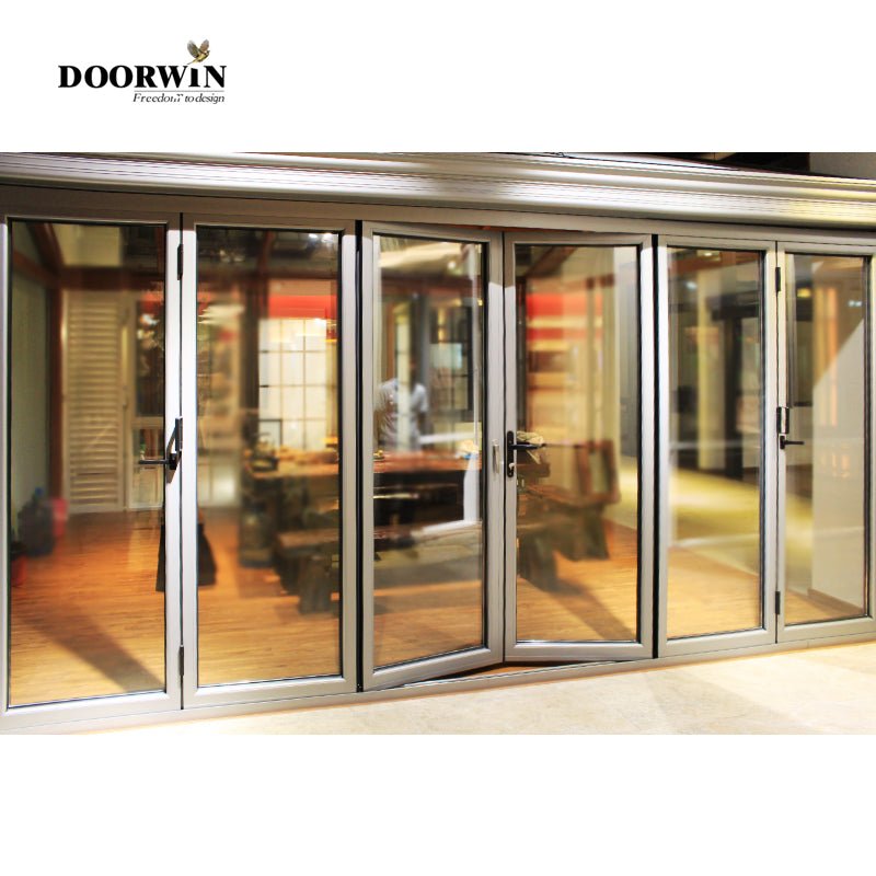 Aluminum patio / balcony double glass exterior accordion folding door Folding glass balcony aluminium bifold doors - Doorwin Group Windows & Doors