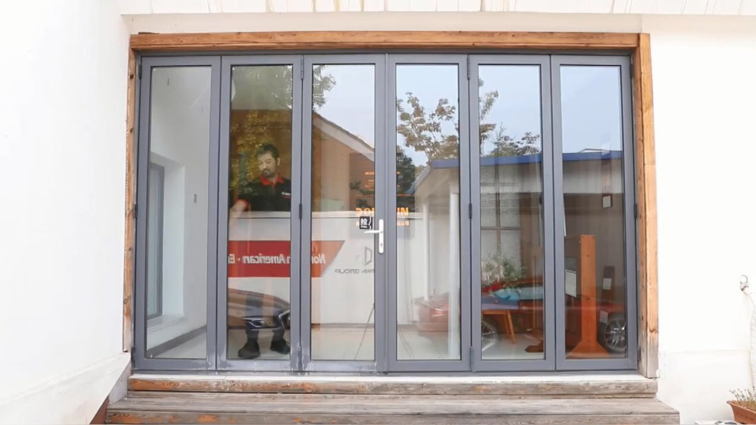 Aluminum patio / balcony double glass exterior accordion folding door Folding glass balcony aluminium bifold doors - Doorwin Group Windows & Doors