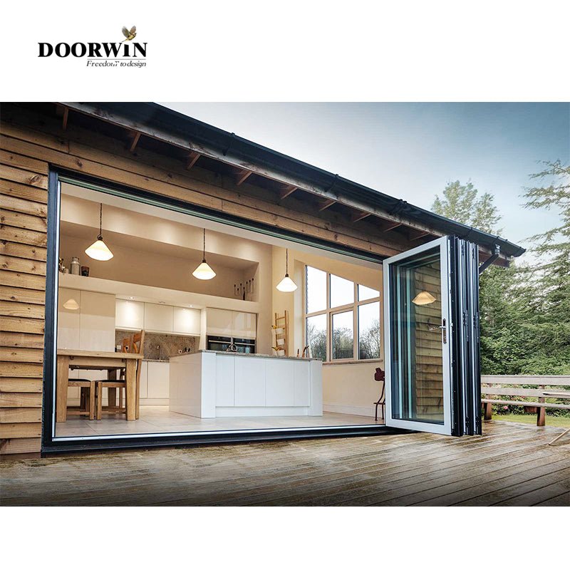 Aluminum patio / balcony double glass exterior accordion folding door Folding glass balcony aluminium bifold doors - Doorwin Group Windows & Doors