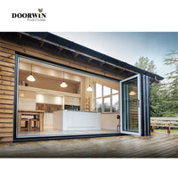 Aluminum patio / balcony double glass exterior accordion folding door Folding glass balcony aluminium bifold doors - Doorwin Group Windows & Doors