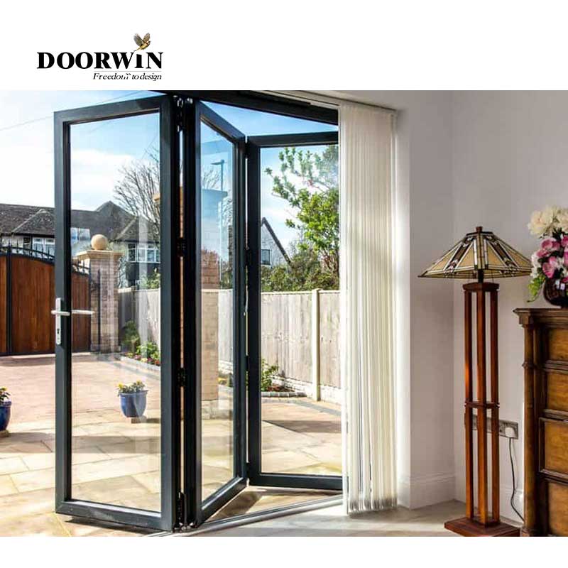 Aluminum patio / balcony double glass exterior accordion folding door Folding glass balcony aluminium bifold doors - Doorwin Group Windows & Doors