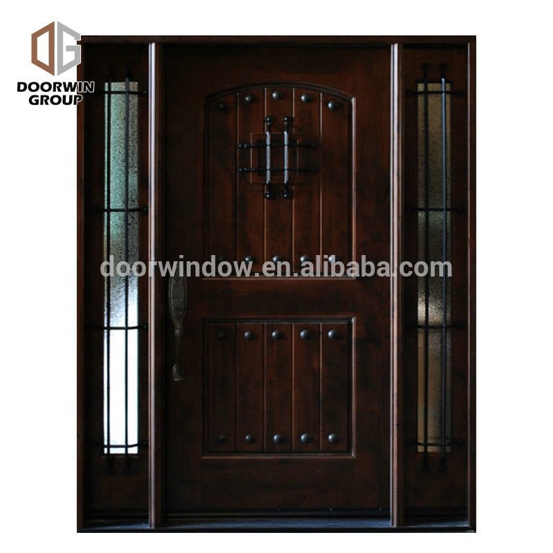 America OEM hand carved arched top double french front doors with transom side lite frosted glass by Doorwin - Doorwin Group Windows & Doors