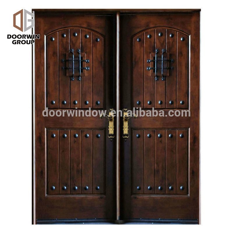 America OEM hand carved arched top double french front doors with transom side lite frosted glass by Doorwin - Doorwin Group Windows & Doors