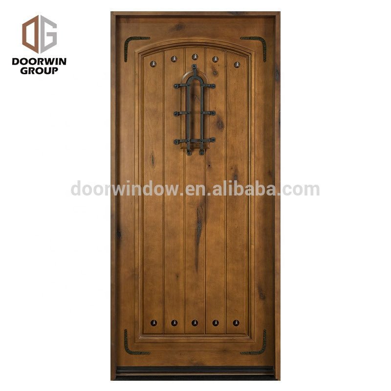 America OEM hand carved arched top double french front doors with transom side lite frosted glass by Doorwin - Doorwin Group Windows & Doors