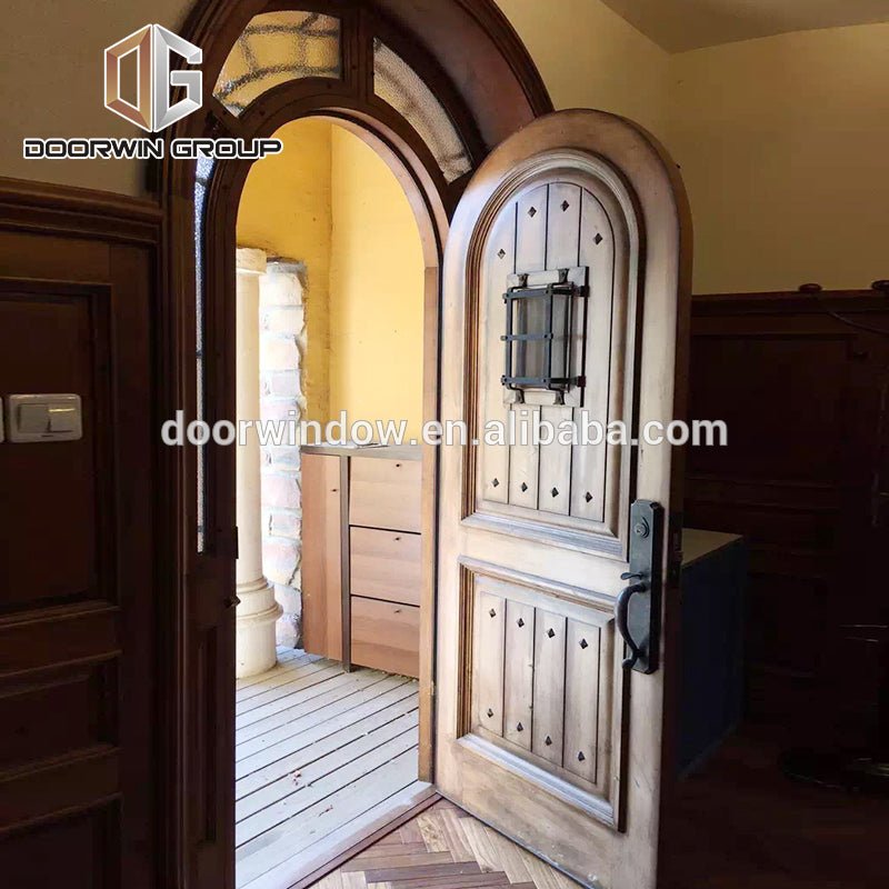 Americaentry door with side lite carved arched top double french front doors with transom side lite frosted glass by Doorwin - Doorwin Group Windows & Doors