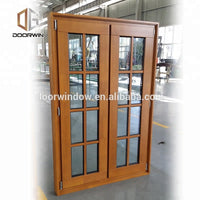American aama nfrc pine larch wood IGCC glass grill design fixed corner windows double french push out windowby Doorwin - Doorwin Group Windows & Doors
