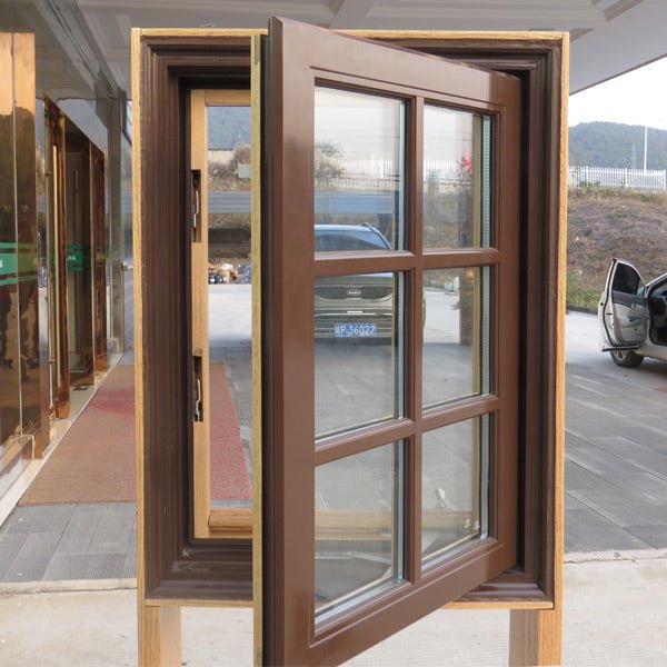 American Casement Window Foldable crank handle aluminum clad solid oak wood - Doorwin Group Windows & Doors