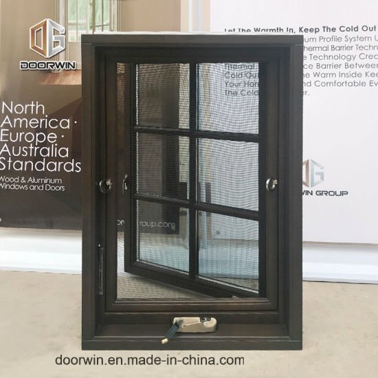 American Casement Window Foldable Crank Handle Aluminum Clad Solid Oak Wood - Awing Window Decorative Grille Designs - Doorwin Group Windows & Doors