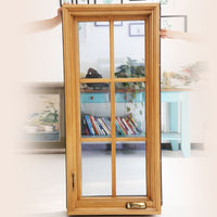 American Casement Window Foldable crank handle aluminum clad solid oak wood window with grill design - Doorwin Group Windows & Doors