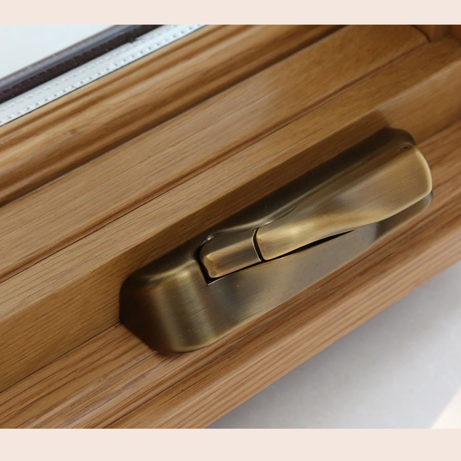 American Casement Window Foldable crank handle aluminum clad solid oak wood window with grill design - Doorwin Group Windows & Doors