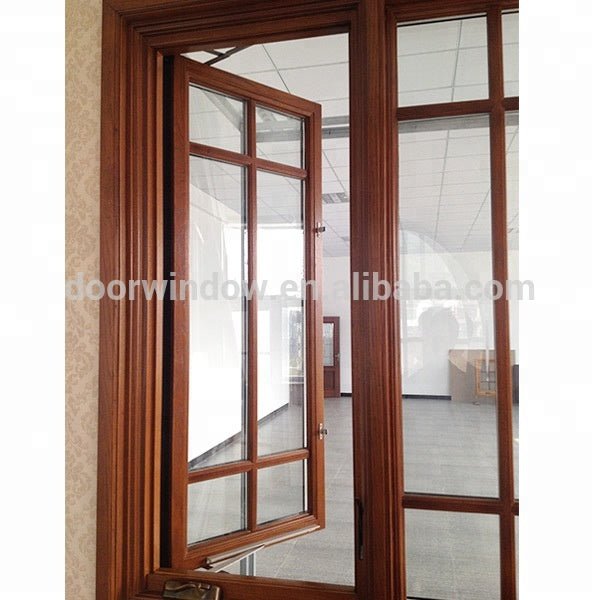 American Certified Crank Awning Window Solid Oak Wood with Exterior Aluminum Cladding with Grille Design crank open window by Doorwin - Doorwin Group Windows & Doors