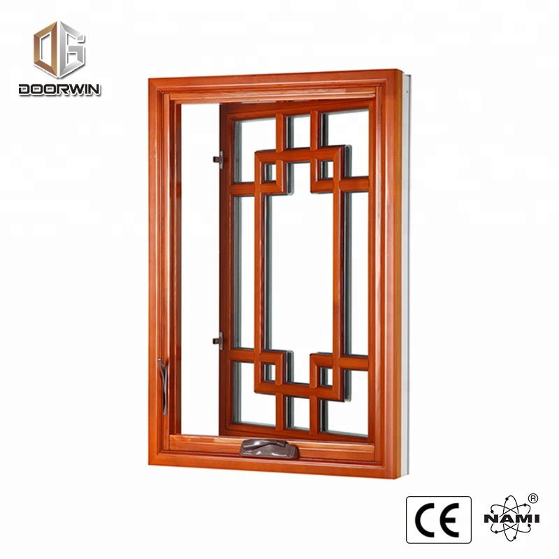 American Certified Crank Awning Window Solid Oak Wood with Exterior Aluminum Cladding with Grille Design crank open window by Doorwin - Doorwin Group Windows & Doors