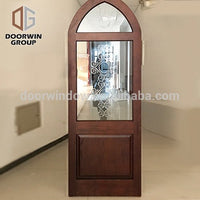 American New York popular solid oak wood villa housed arched top oval glass entry door by Doorwin - Doorwin Group Windows & Doors