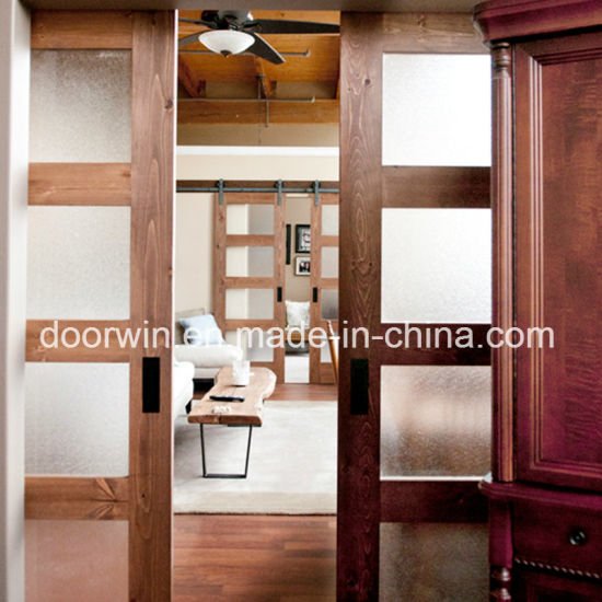 American Oak Wood Frame Shower Barn Door Sliding Frosted Glass Door From China - China Sliding Barn Door, Double 4 Glass Panels Door - Doorwin Group Windows & Doors