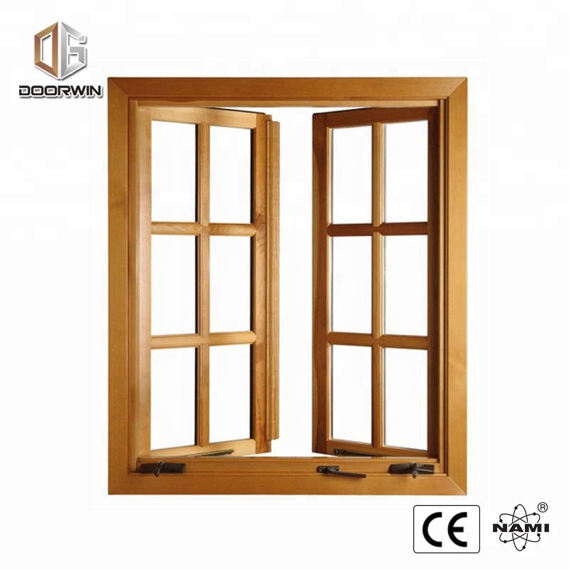 American standard wood aluminum frame crank open window with grill design and mosquito net by Doorwin - Doorwin Group Windows & Doors