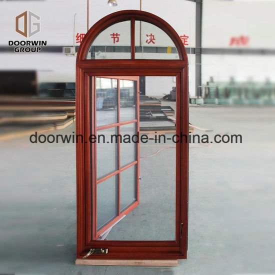 American-Style-Casement-Window-with-Foldable Crank Handle, Round-Top Window - China Grill Designs for Windows, Hinged Window with Grill Design - Doorwin Group Windows & Doors