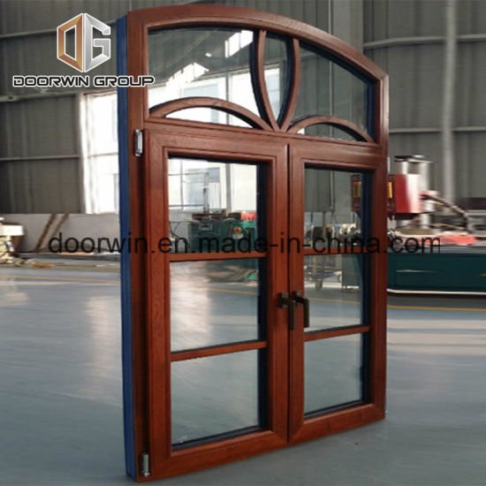 Arched Thermal Break Aluminum Window with Oak Wood Cladding From Inside-Antique Round Top Window - Doorwin Group Windows & Doors