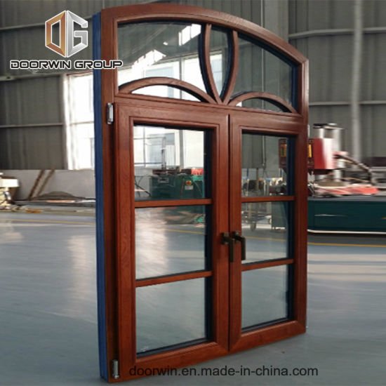 Arched Thermal Break Aluminum Window with Wood Cladding From Inside, Casement French Window with Grill Design - China Wood Window Design, Arch Windows - Doorwin Group Windows & Doors
